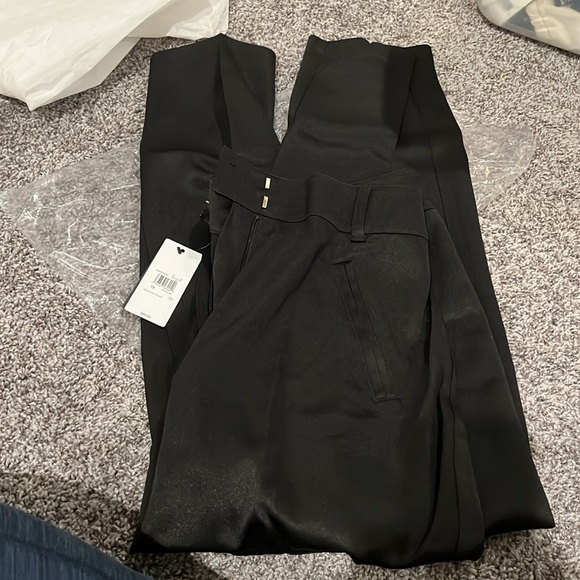 Guess jeans satin sheen deva cropped trouser black work dress pants size 12 new - Picture 2 of 4